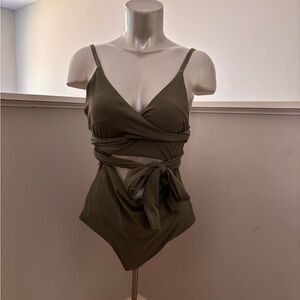 Aerie Green Wrap-Style Swimsuit - “the suit” size Large Long